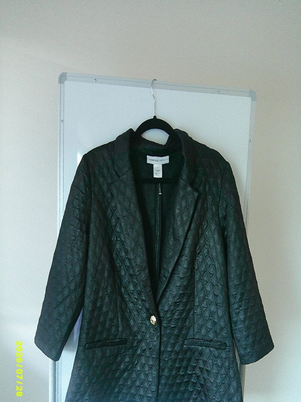 Carole Wren Black Quilted Pattern Blazer Size L